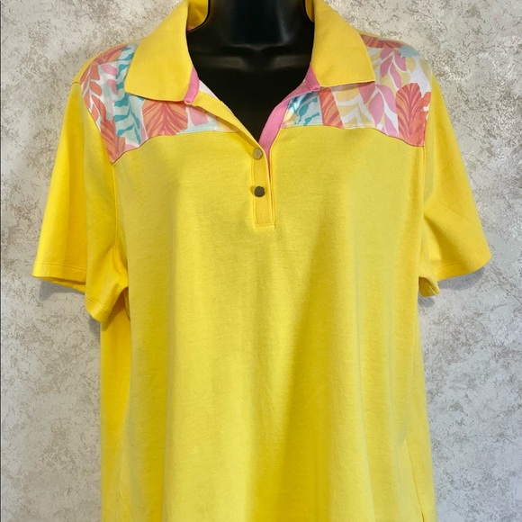 Ladies Pull Over Polo Top Kim Rogers Perfectly Soft Yellow Cotton Size XL - Picture 1 of 13